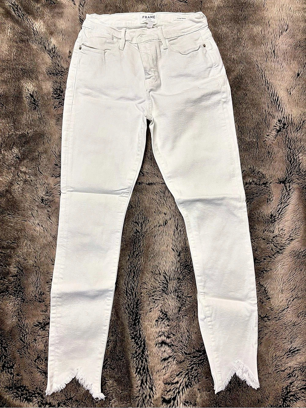 Frame Le High Skinny Raw Edge Skinny Jeans White Waist 29